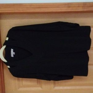 GEORGE SIMONTON BLACK V-NECK, RUCHED LONG SLEEVE TOP